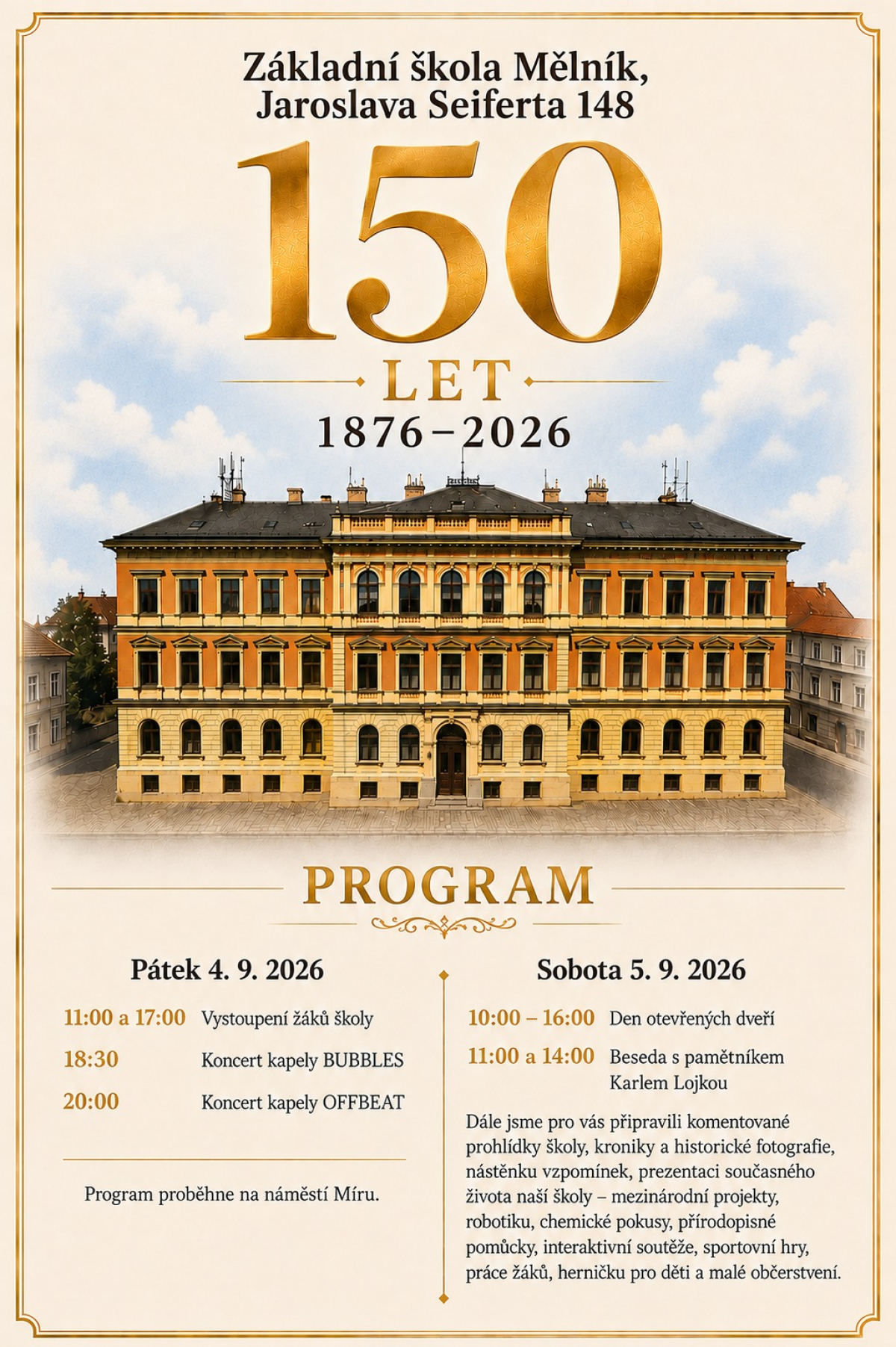 Pozvánka na 150. výročí založení naší školy